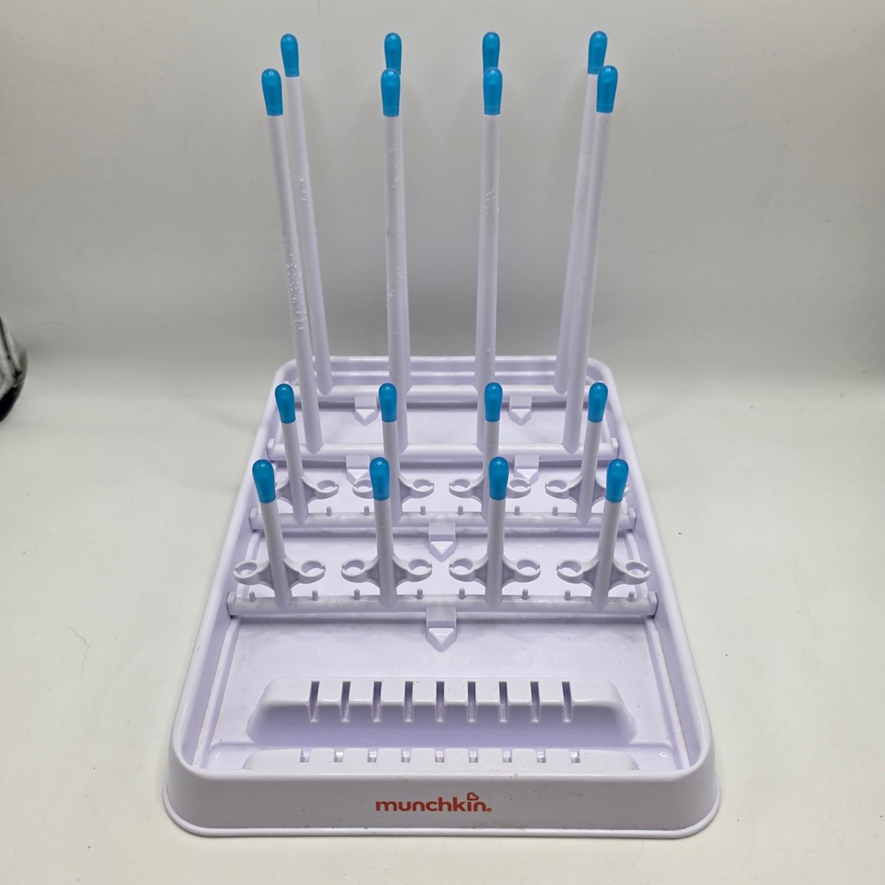 Munchkin Bottle‎ Drying Rack Foldable Pegs White Blue Countertop Nursery